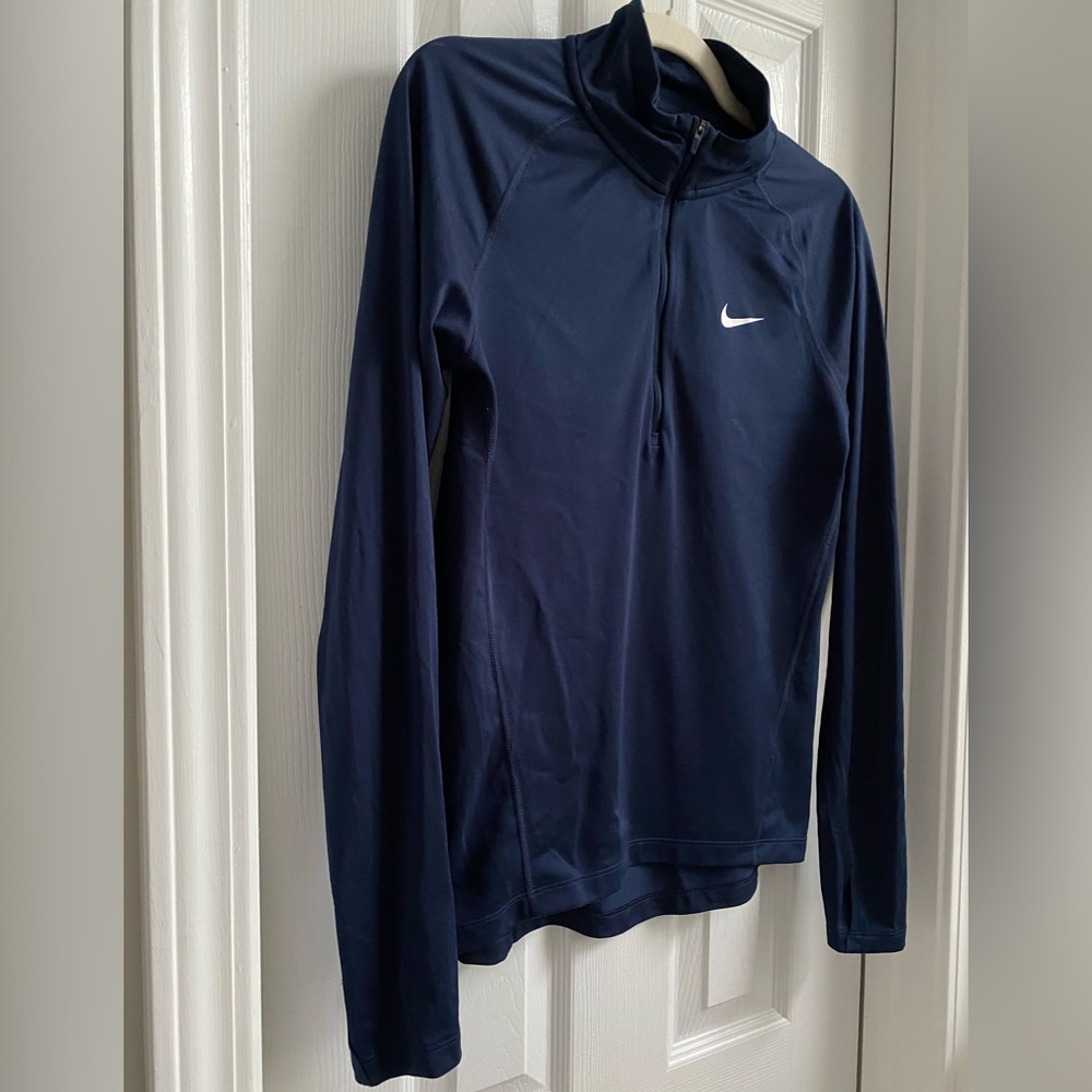 Nike Dri-Fit Quarter Zip Running Jacket w/ Thumb Holes - Navy - Picture 2 of 10